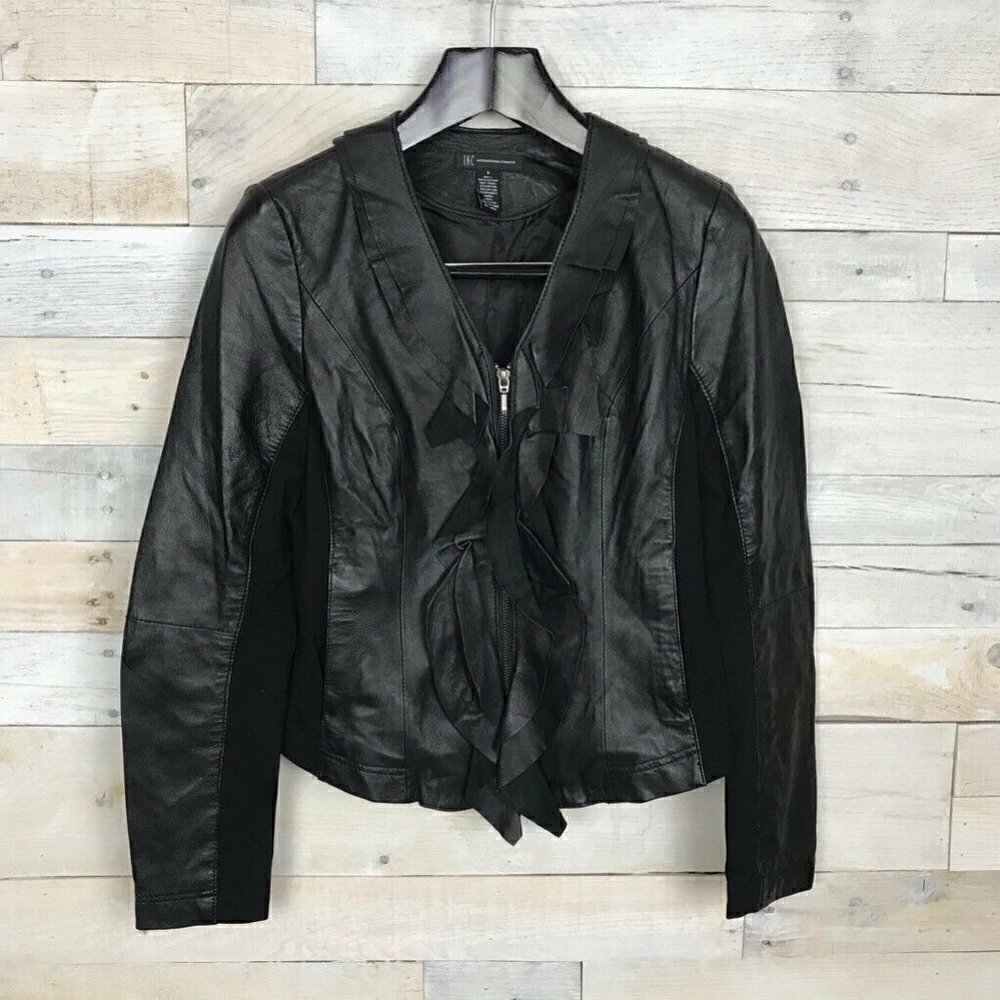 INC International Concepts Jacket Black Leather S